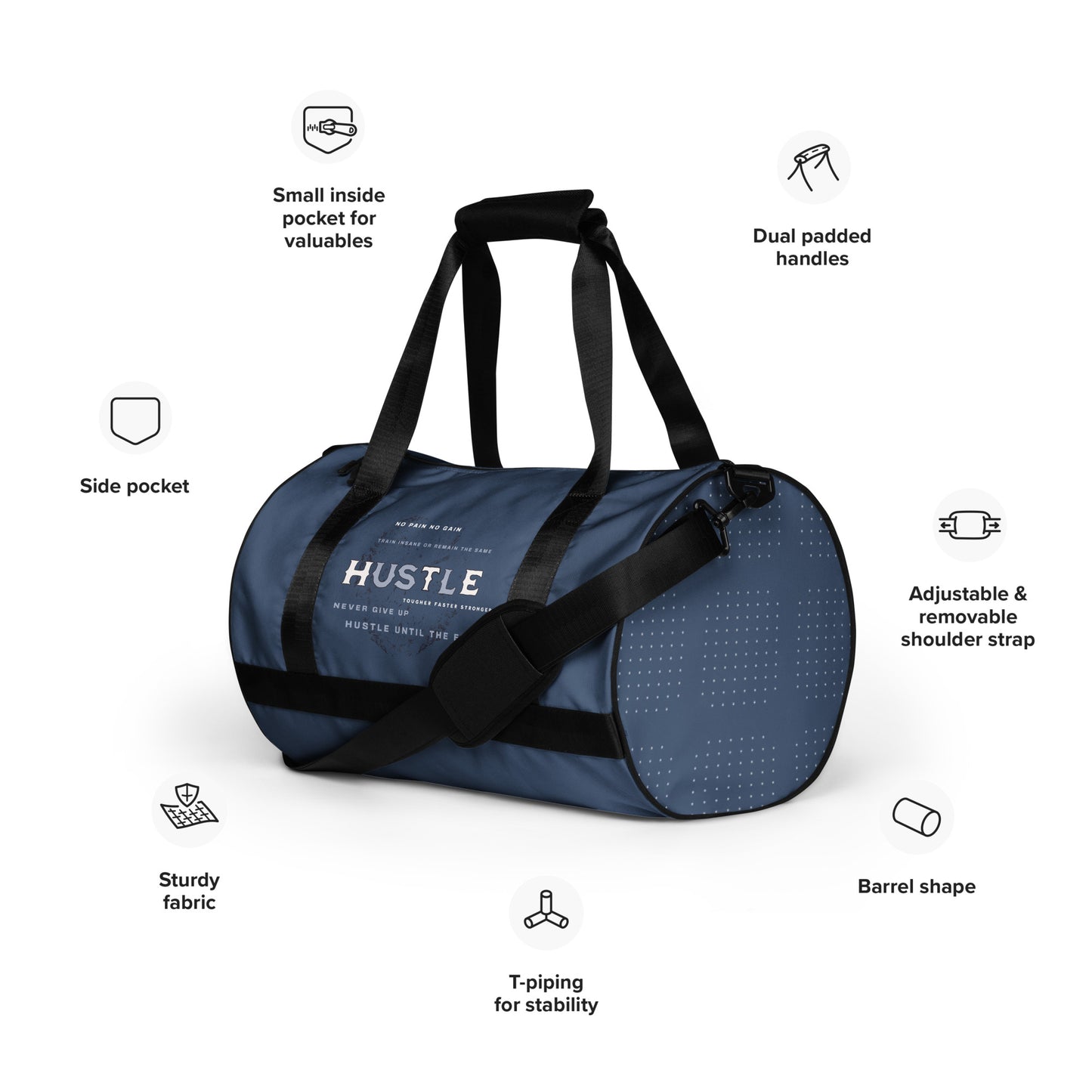 HUSTLE BLUE- gym bag