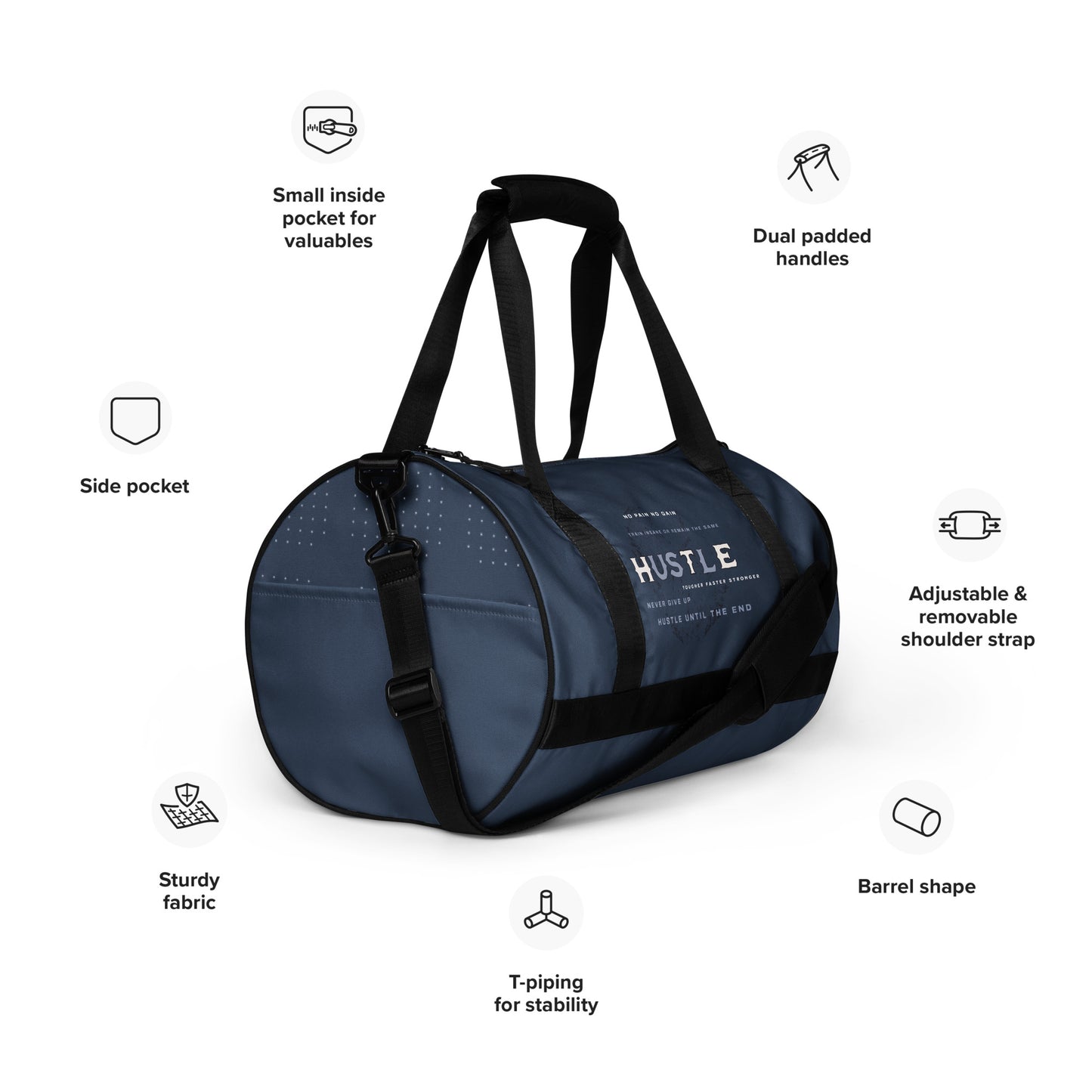 HUSTLE BLUE- gym bag