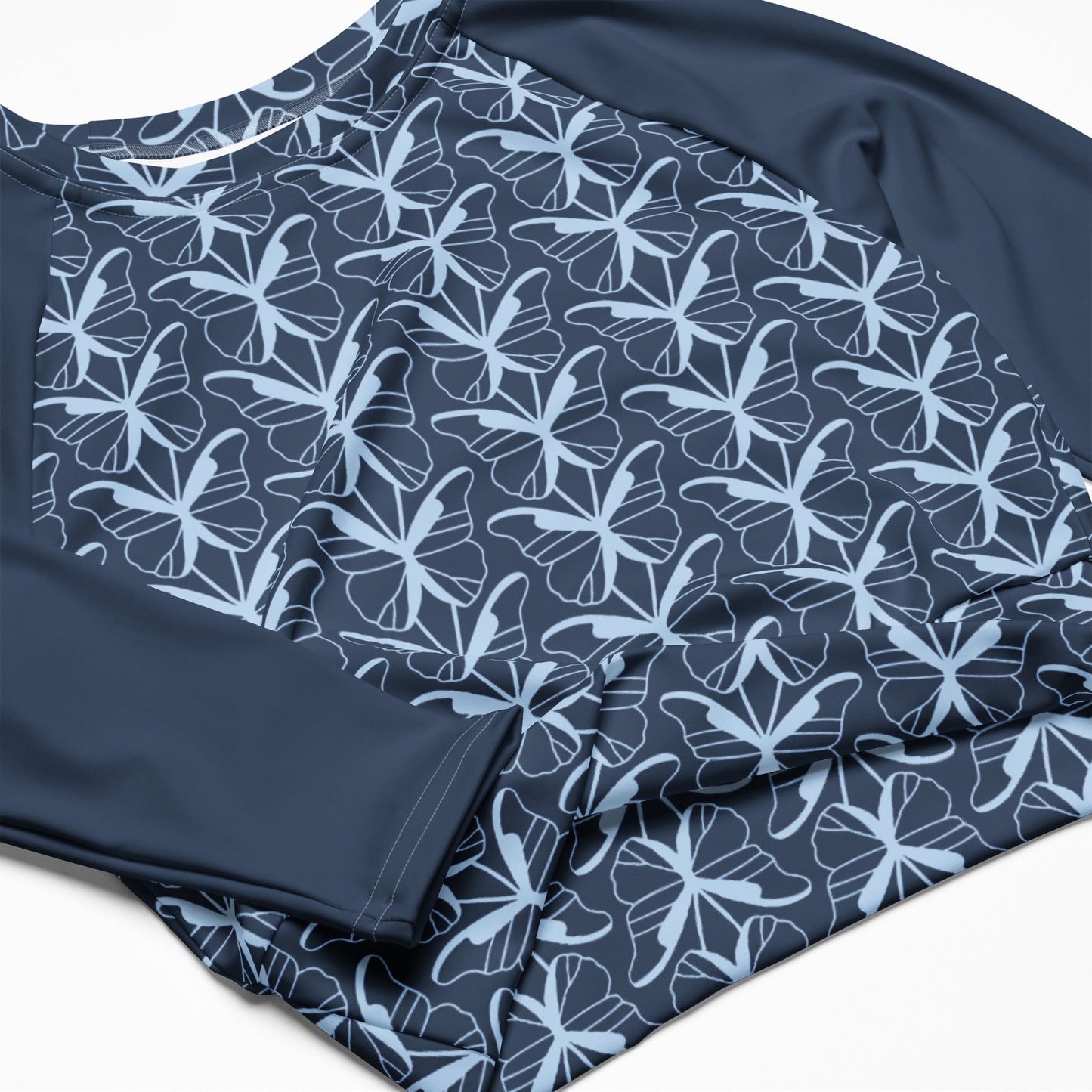 BLUE BUTTERFLY - long sleeve crop top