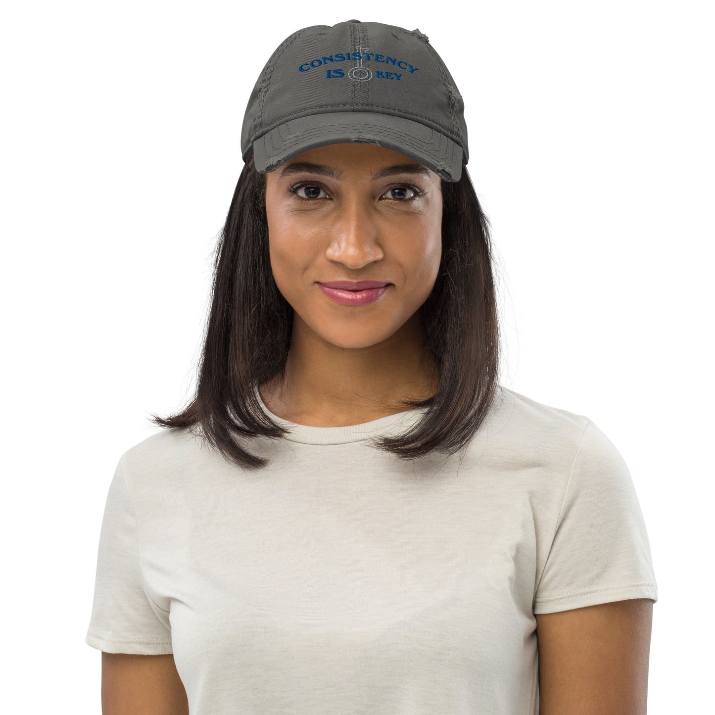 CONSISTENCY IS KEY-Womens Distressed Hat