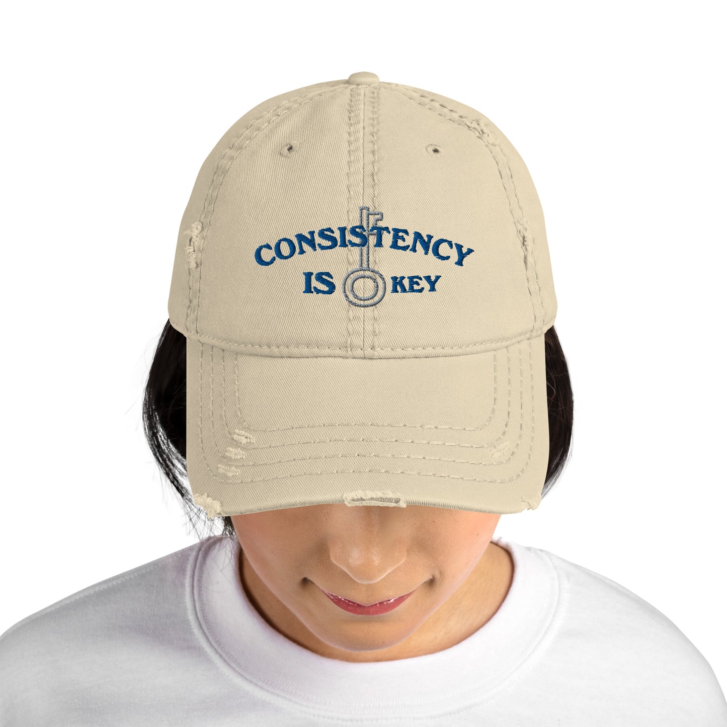 CONSISTENCY IS KEY-Womens Distressed Hat