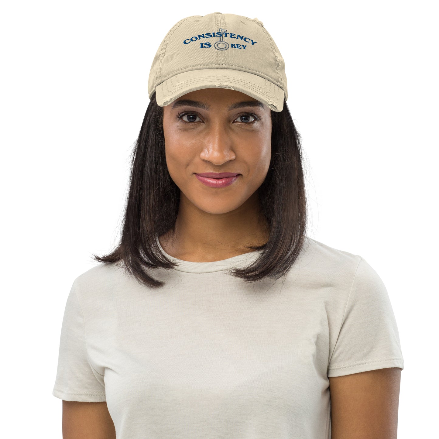 CONSISTENCY IS KEY-Womens Distressed Hat