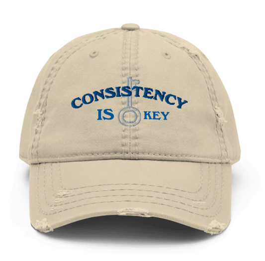 CONSISTENCEY IS KEY- Distressed Hat