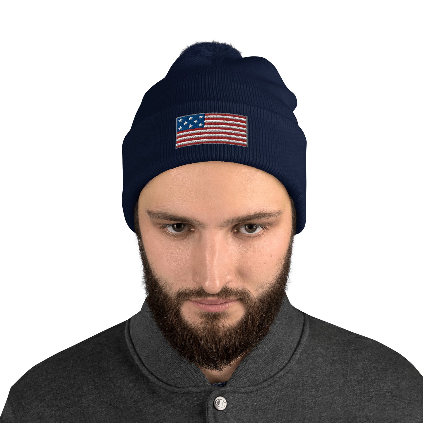 PATRIOTIC- Pom-Pom Beanie