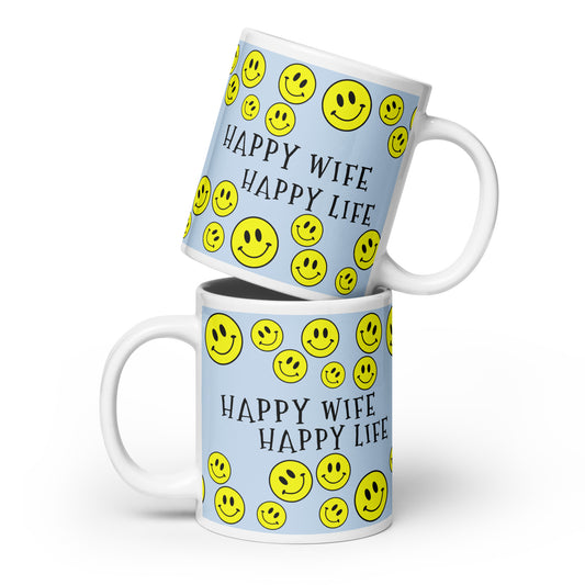 A CUP OF JO- HAPPY WIFE, HAPPY LIFE - glossy mug