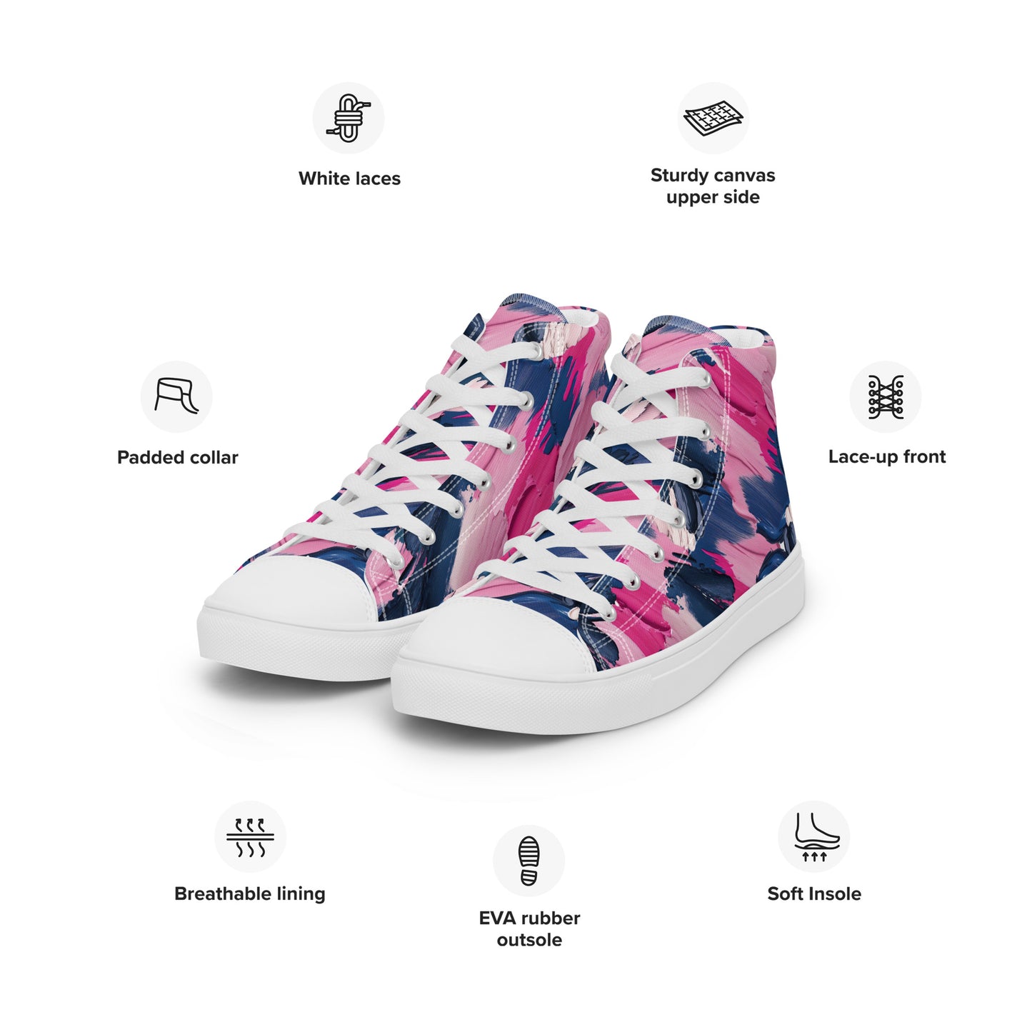 HEART PINK - Women’s high top canvas shoes