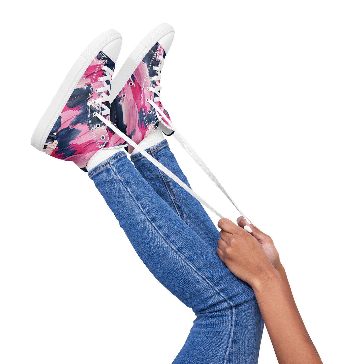 HEART PINK - Women’s high top canvas shoes